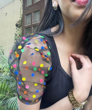 Color Puff Top-Black 2