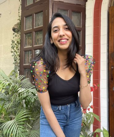 Color Puff Top-Black