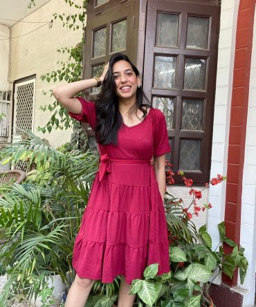 Maroon Milkmaid Dress 2