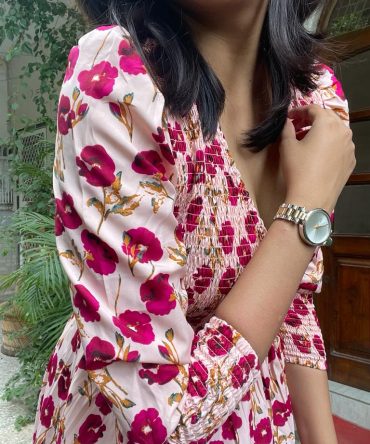 Pink Floral Smocked Dress 2