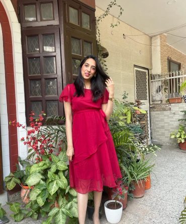 Red-Maroon Georgette Dress 2