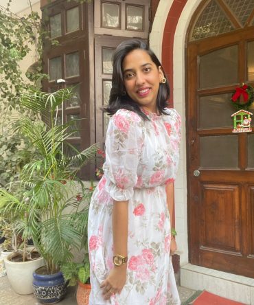 Floral Georgette Dress- White 2