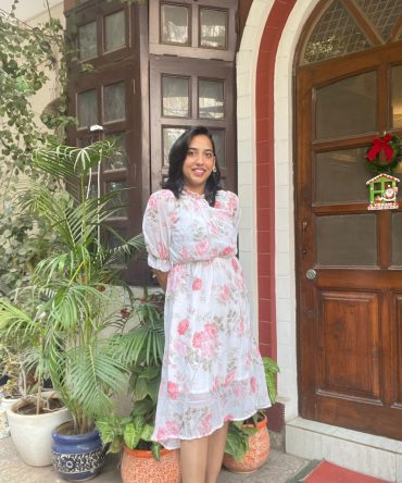 Floral Georgette Dress- White