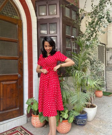 Red Polka Wrap Dress