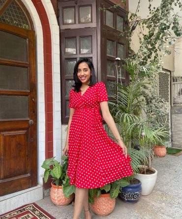 Red Polka Wrap Dress 2
