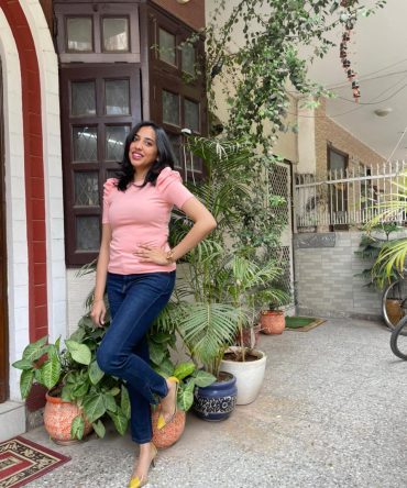 Peach Puffed Sleeve Top