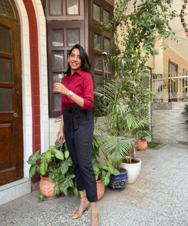Maroon Shirt & Trousers Jumpsuit 2