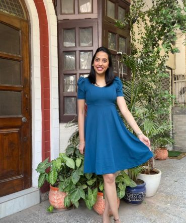 Sapphire Blue Puff Sleeve Dress