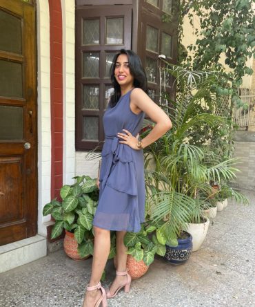 Success Georgette Dress- Blueish Grey 2