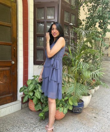 Success Georgette Dress- Blueish Grey