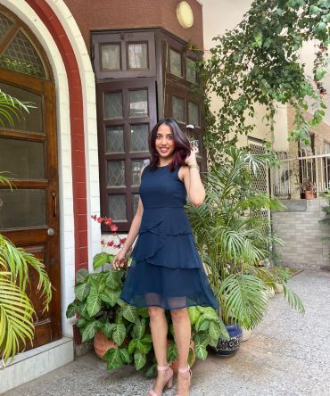 Success Georgette Dress- Navy Blue
