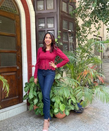 Mia Peplum Top – Maroon 2