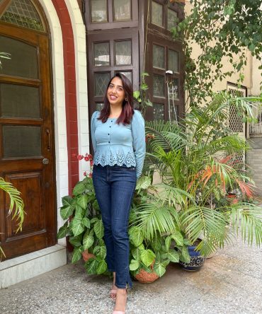 Mia Peplum Top – Powder Blue 2