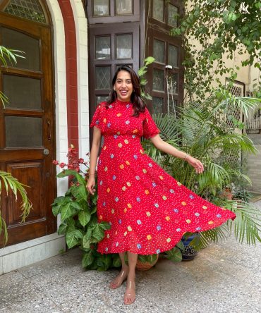 Twirl in Gems Dress- Red