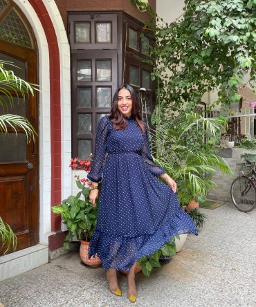 Luxe Polka Dress- Blue 2