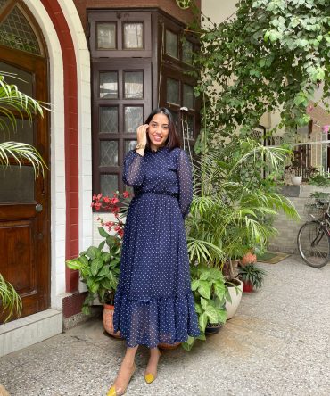 Luxe Polka Dress- Blue