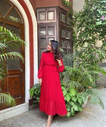 Luxe Polka Dress- Red