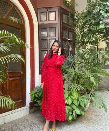 Luxe Polka Dress- Red 2