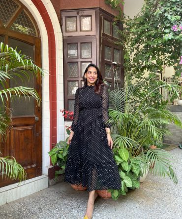 Luxe Polka Dress- Black