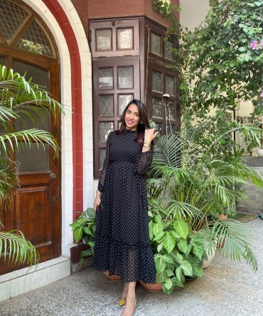 Luxe Polka Dress- Black 2