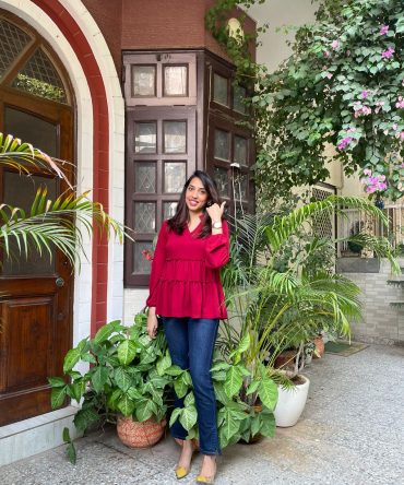 Delight Tiered Top – Burgundy 2