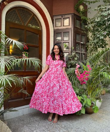 Maternity Serene Tiered Maxi (Luxe Collection) – Pink 2