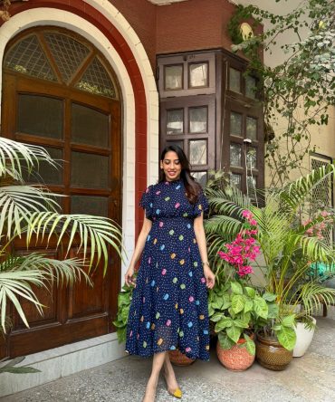 Twirl in Gems Dress- Blue