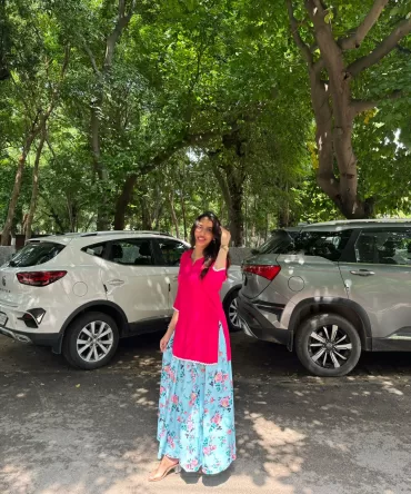 Solid Lace Kurti – Pink 2