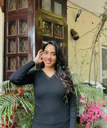 Lace Cotton Ribbed Top – Black