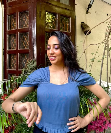 Draped Sleeves Top – Dusky Blue