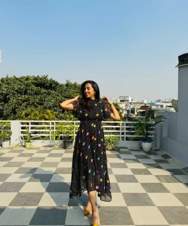 Twirl in Gems Dress- Black