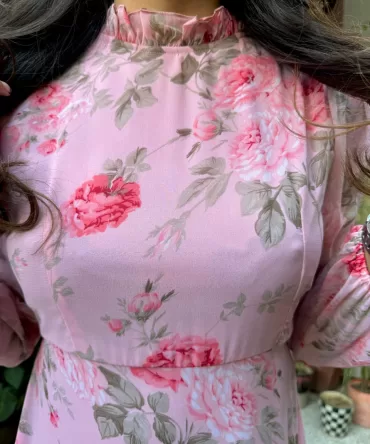 Midi Georgette Dress- Pink 2