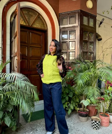 Sleeveless Cable Knit Jumper (Free Size) – Neon