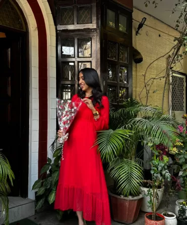 Dreamy Drapes Dress- Red (Luxe Collection)