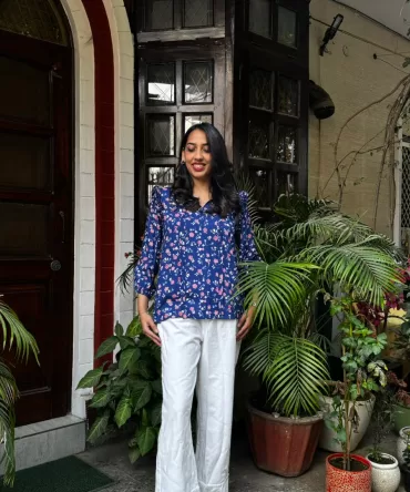 Blue Berry Ruffle Top (Premium Collection)