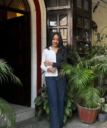 Half n Half Cotton Ribbed Top