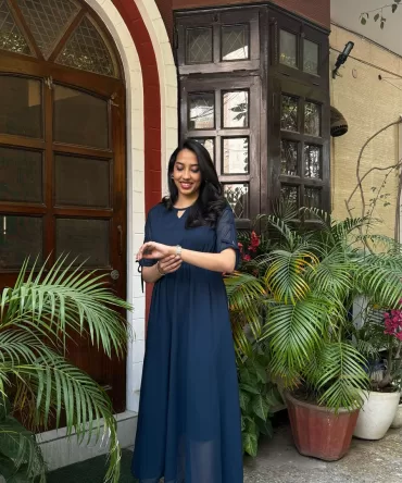 Navy Blue Georgette Maxi Dress 2