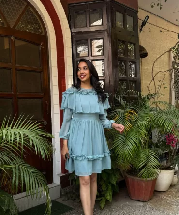 Mint Frill Georgette Dress