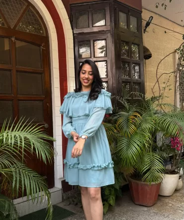 Mint Frill Georgette Dress 2