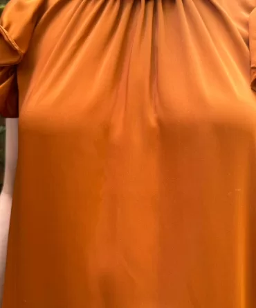 Ruffle Satin Top – Brown 2