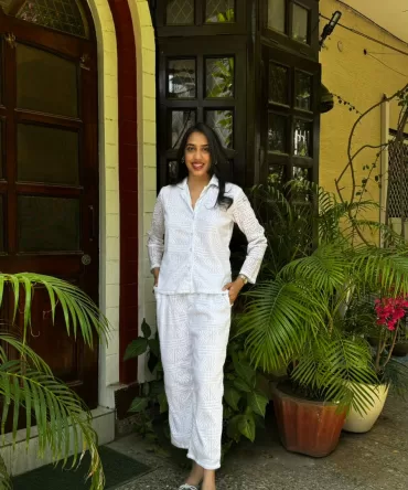 Crochet Inspired Co-Ord Set – White 2