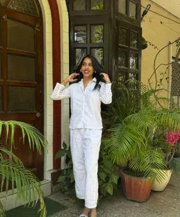 Crochet Inspired Co-Ord Set – White