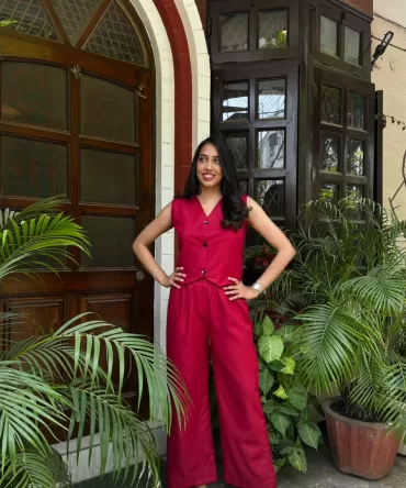 Cotton Waistcoat Set – Maroon 2