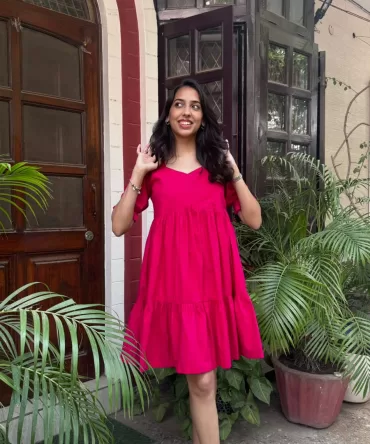 Pop of Color Cotton Dress – Pink