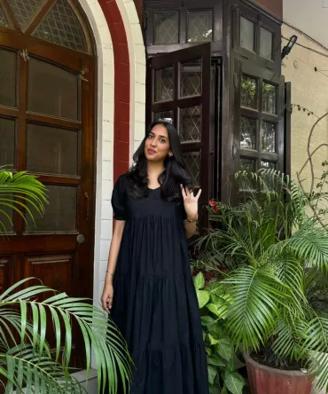 Maternity Splash of Color Cotton Maxi – Black