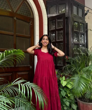 Maternity Splash of Color Cotton Maxi – Maroon 2