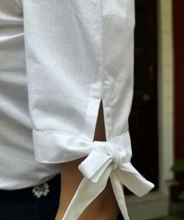 Bow Tie Cotton Top – White (Premium Fabric) 2