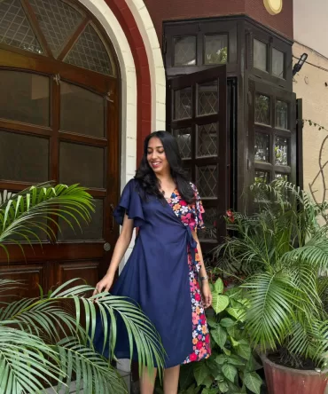Waverly Floral Wrap Dress – Blue (Premium Fabric)