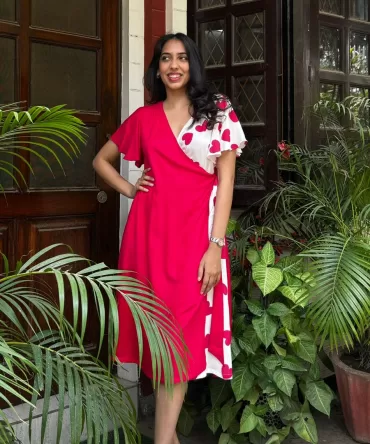 Waverly Heart Wrap Dress – Pink (Premium Fabric) 2