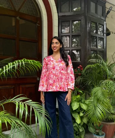 Maternity Dahlia Cotton Tunic – Pink 2